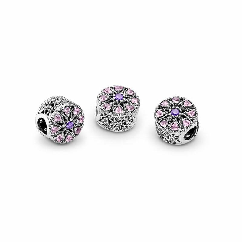 Pandora Shimmering Medallion Charm Europe - Sterling Silver/Pink/Mixed Stones - 784153IUM